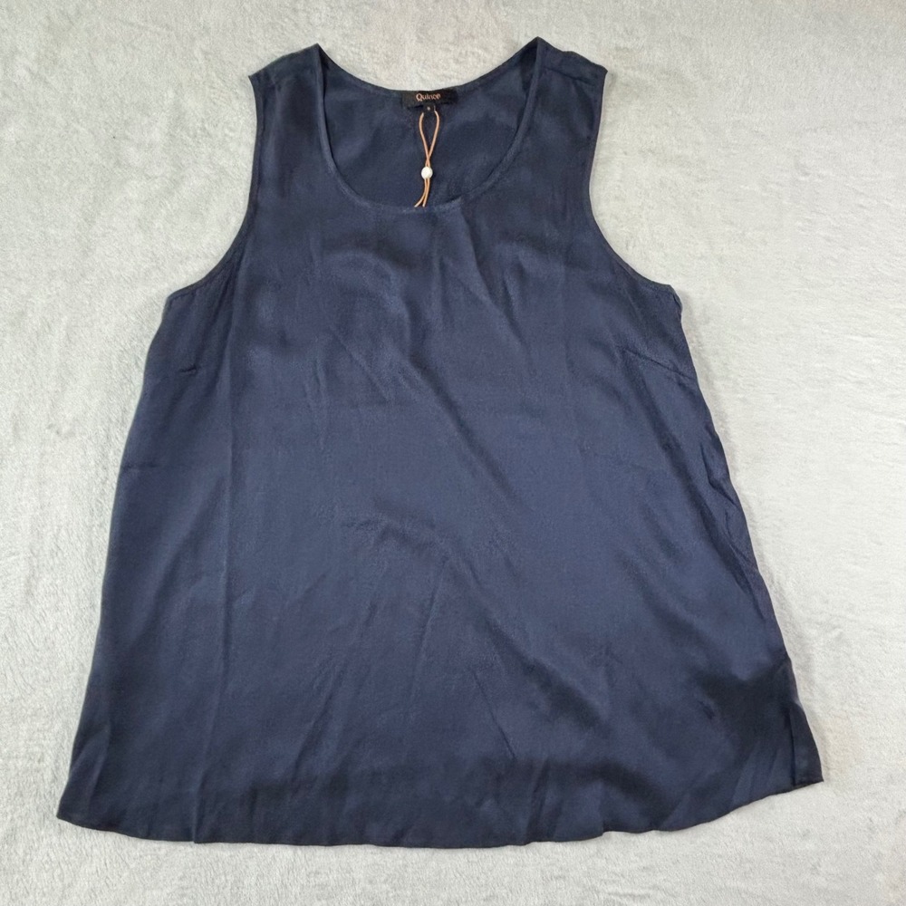 Quince Washable Silk Scoop Neck Tank Top Navy Blue Small NWT Sleeveless Blouse - Picture 4 of 10